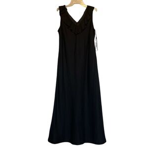 NWT Nina Leonard Black Sleeveless V-Neck Maxi Dress